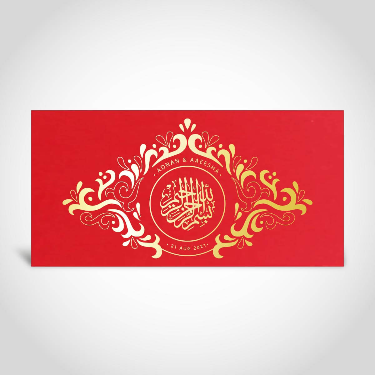 Designer Muslim Wedding Card, Gold Foiled – CFM91