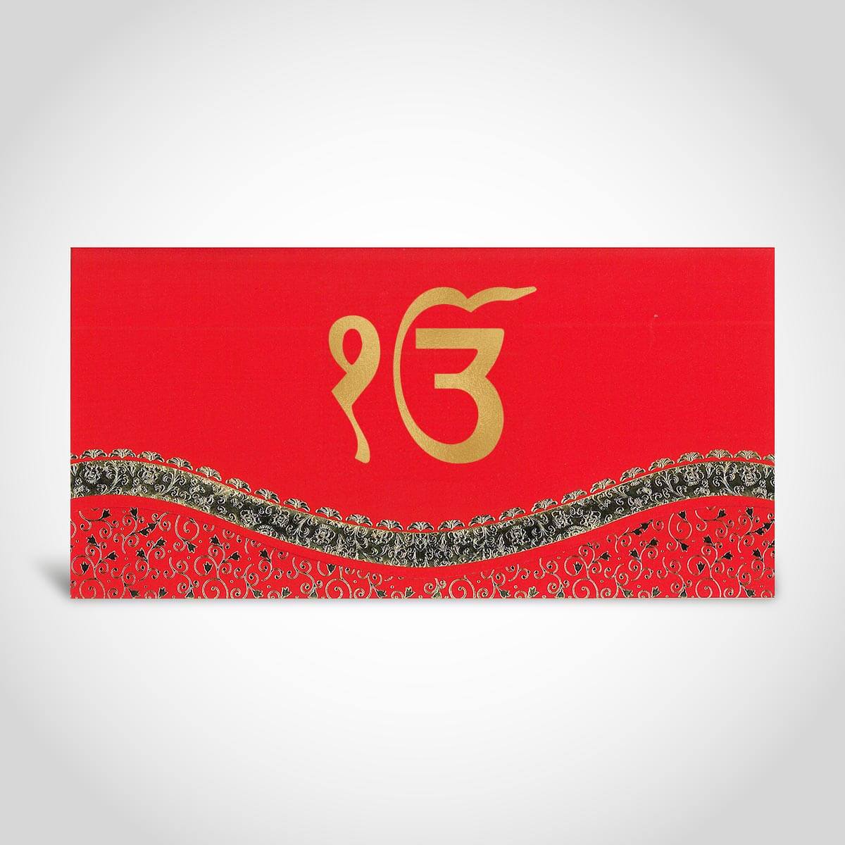 Red and Gold Sikh Wedding Card – CFS1