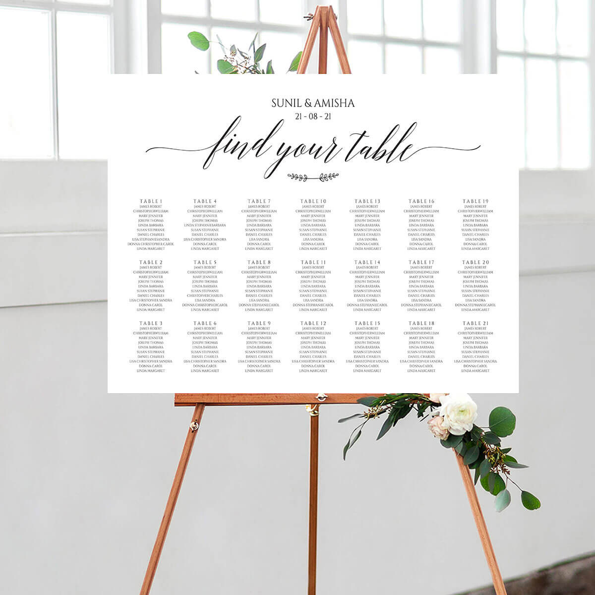 Traditional Rectangle Wedding Seating Chart – 1