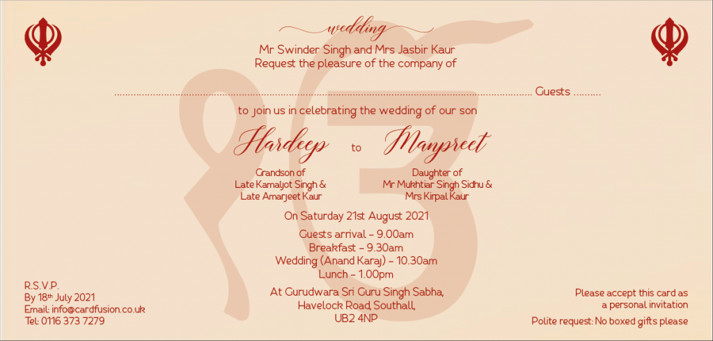 Sikh Wedding Invitation Wordings CardFusion