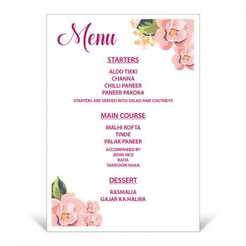 Wedding Menu Cards