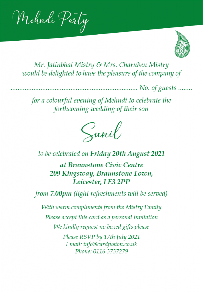 Wording for Mehndi Invitation - Wordings and Templates CardFusion