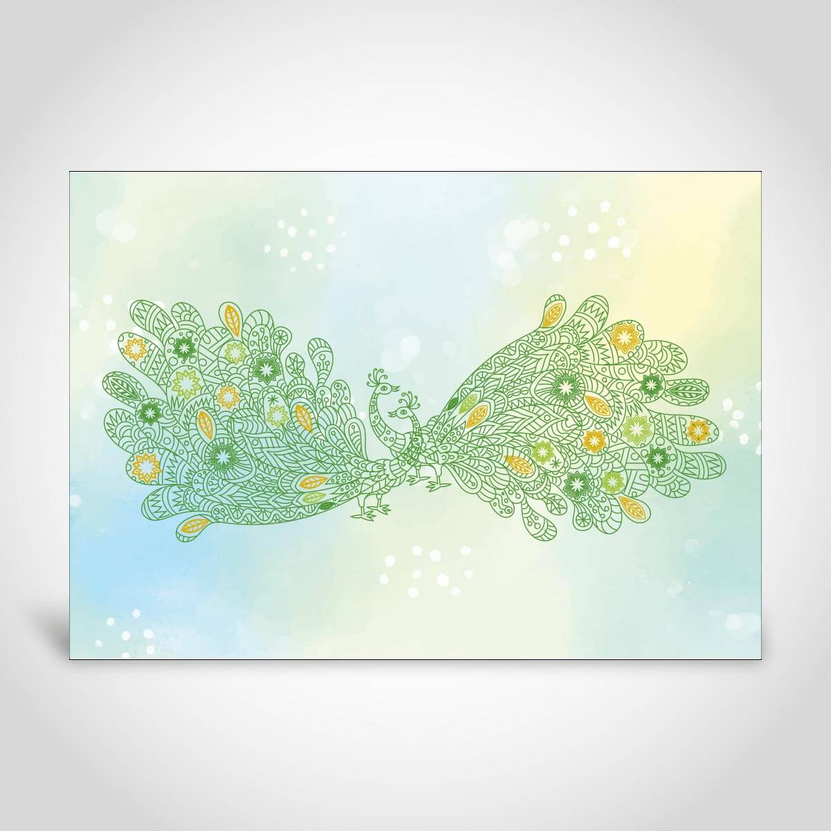 Green Peacock Watercolour Wedding Invitaiton Card – CF202