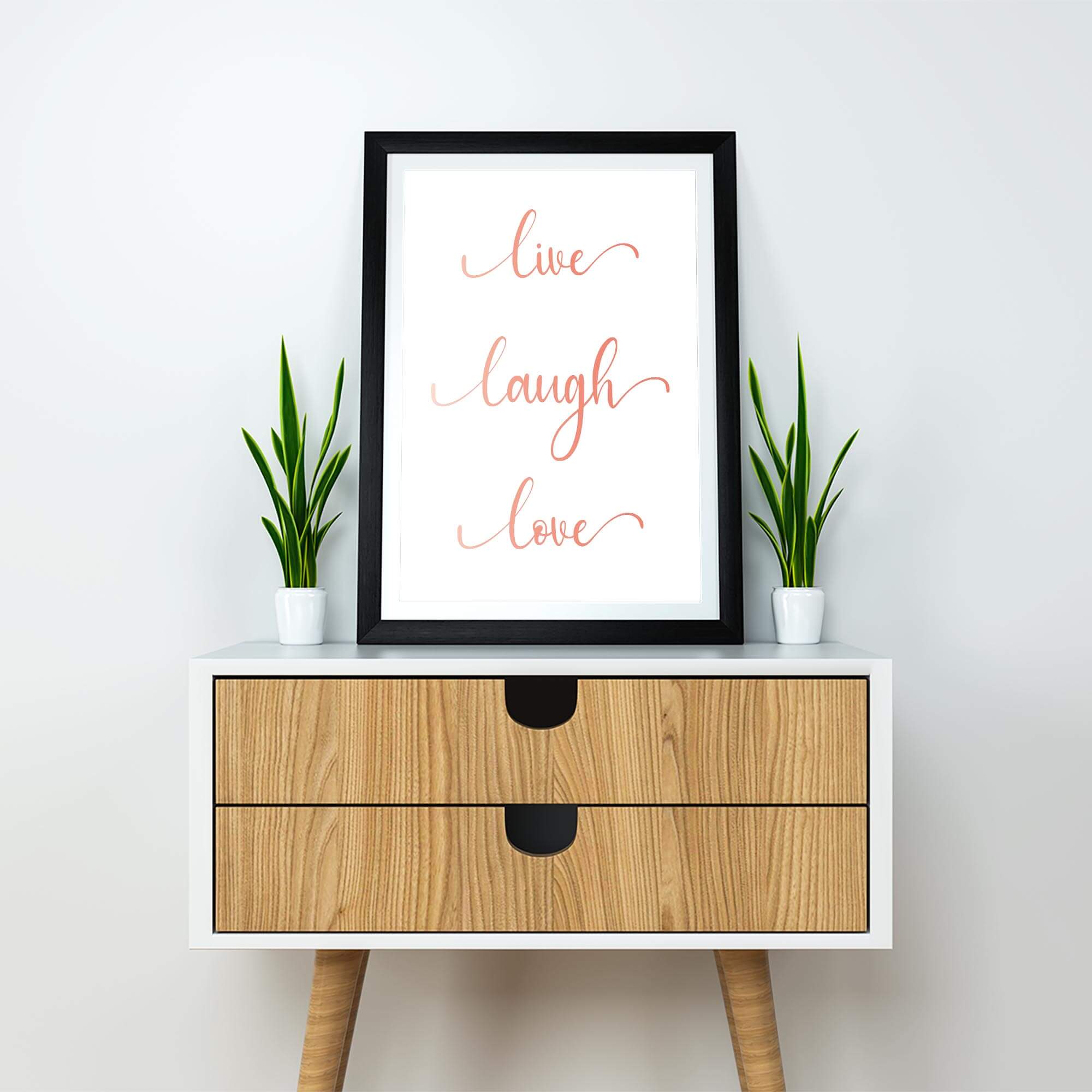 Live Laugh Love Quote – Wall Art / Poster Rose Gold Foiled – 2