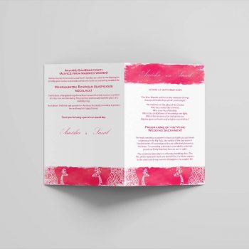 Hindu Wedding Order of Service - Front and Back