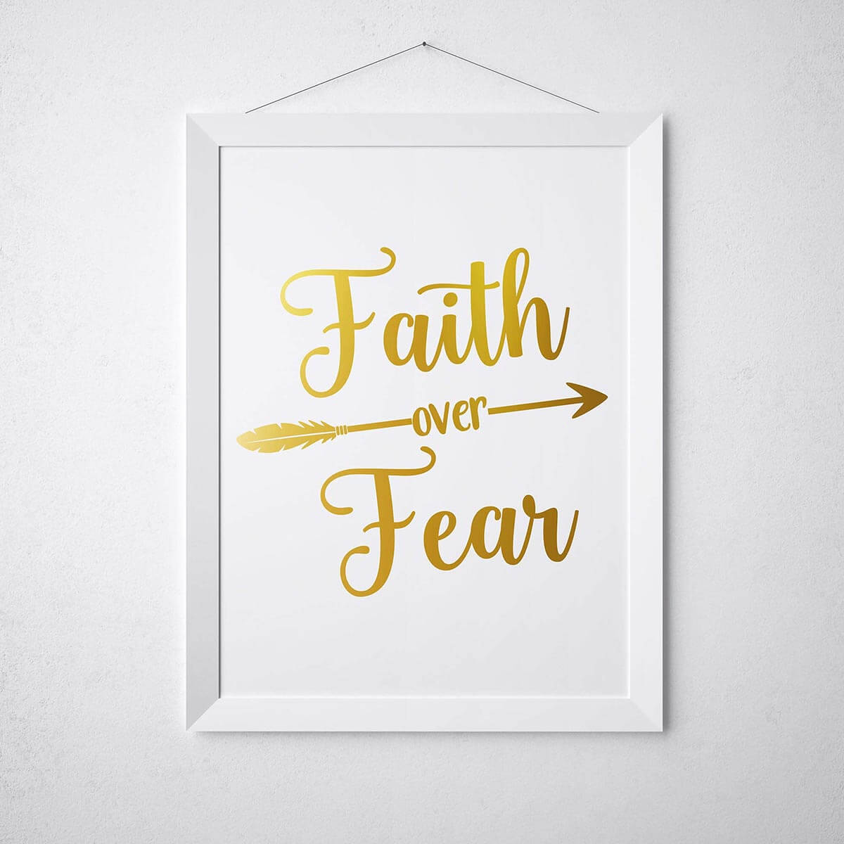 Christian Wall Art, Faith Over Fear, Gold Foiled