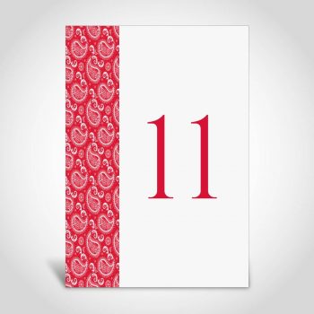 Wedding Table Number - Red Paisley