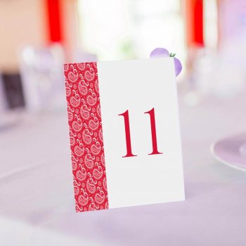 Wedding Table Number - Red Paisley