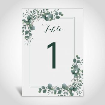 Wedding Table Number - Eucalyptus Leaves