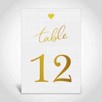 Wedding Table Number - Gold Foiled