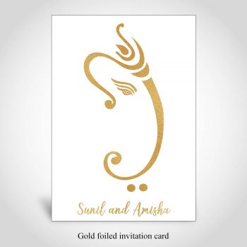 Hindu wedding card with Gold foiled Ganesh