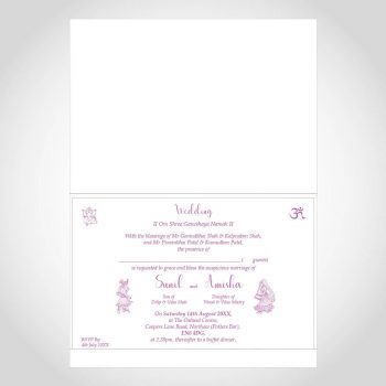 Indian floral wedding card with Ganesh - inside view