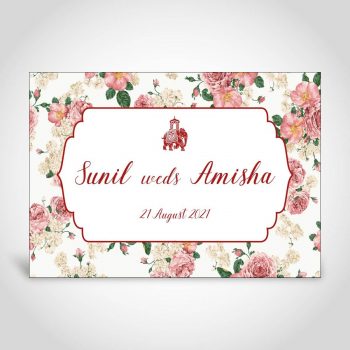 Floral Indian wedding card with an elephant