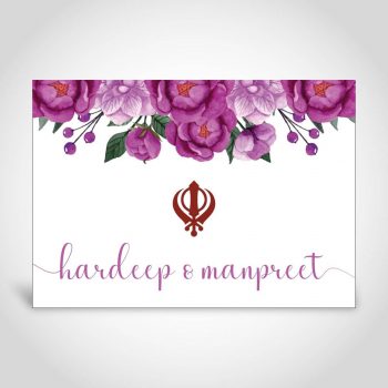 Sikh Wedding Invite - Floral with Khanda
