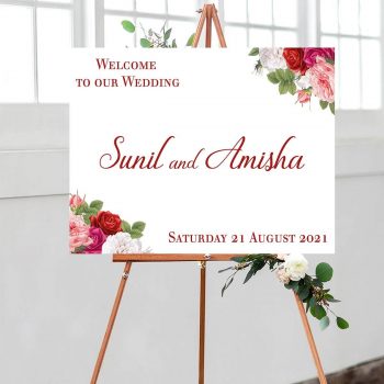 Floral welcome to our wedding sign