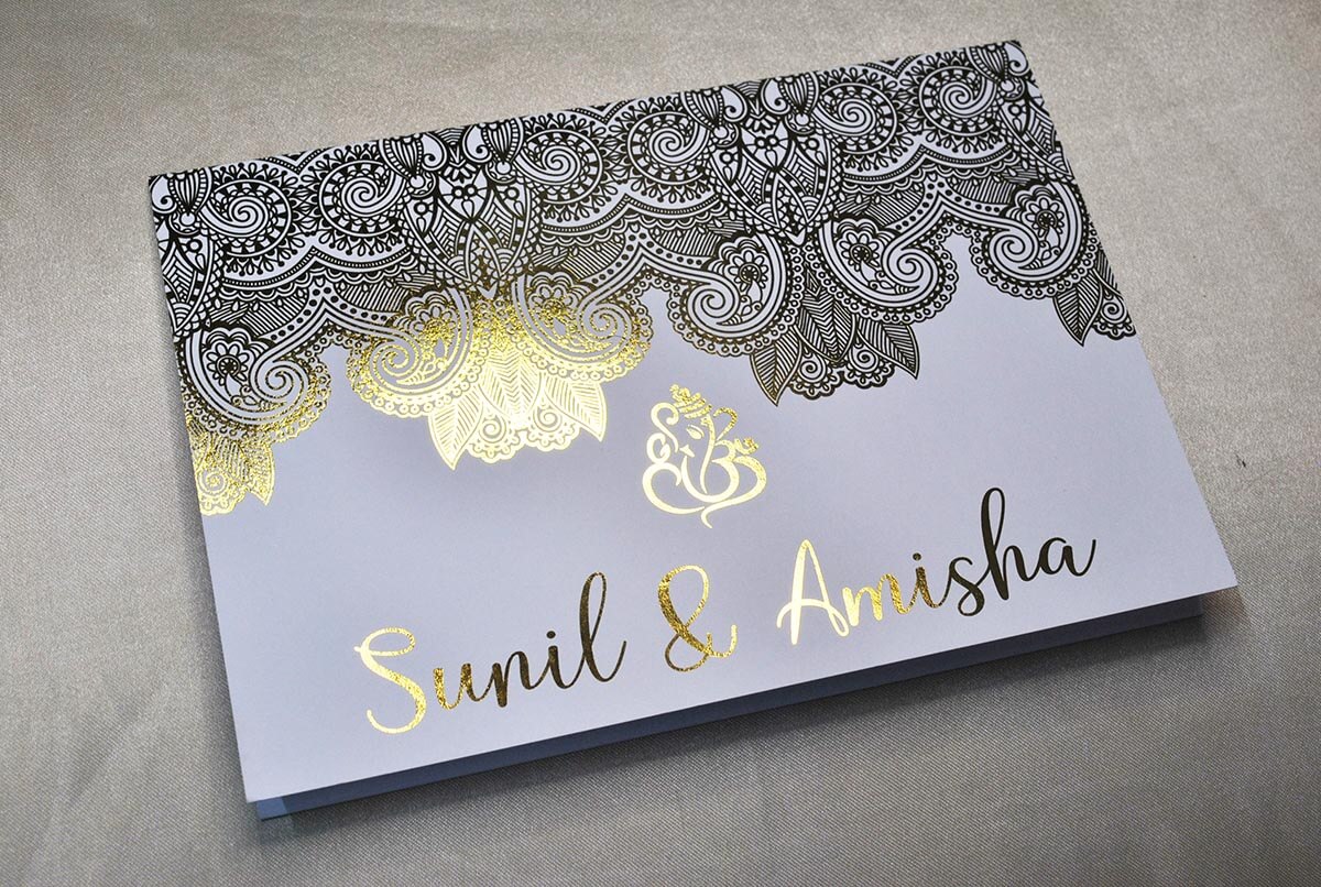 Gold Foiled Hindu Wedding Card – CFK248