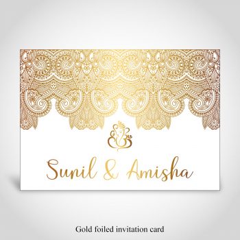 Gold Foiled Hindu Wedding Card