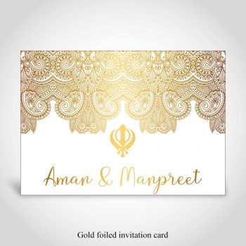 Gold foiled Sikh Wedding Card