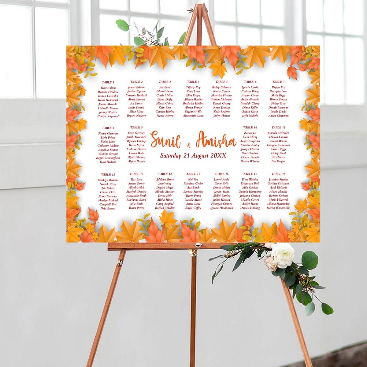 Autumn Leaves Table Seating Chart – 22