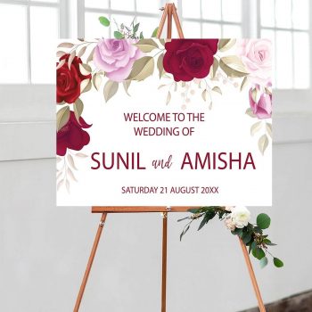 Floral wedding welcome sign