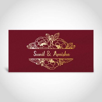 Floral frame gold foiled Indian wedding card