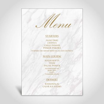 Wedding Menu Card - Marble Effect
