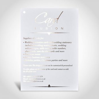 Rose gold foiling on White A5 card