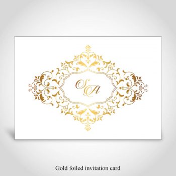 Gold foiled Indian wedding card