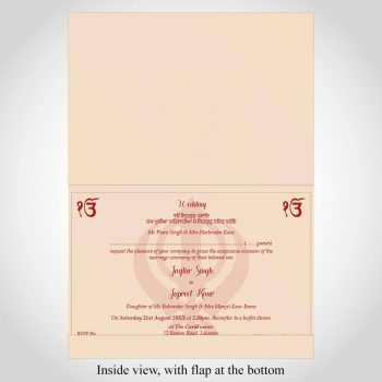 Sikh & Punjabi Wedding Wording Dark Red- Inside View