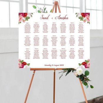Wedding seating chart with floral borders