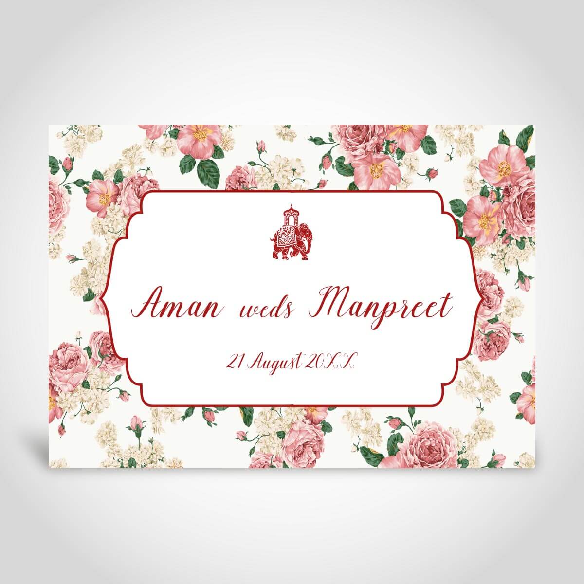 Floral Punjabi Wedding Card – CFS224