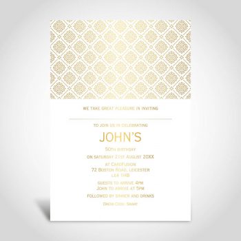 50th Birthday Invitation, Gold Foiled