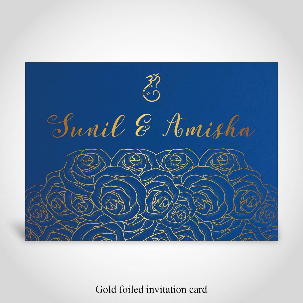 Blue Hindu Wedding Card, Gold Foiled – CFK453