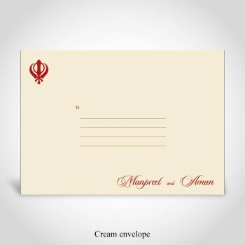 Printed cream envelope for Punjabi wedding cards