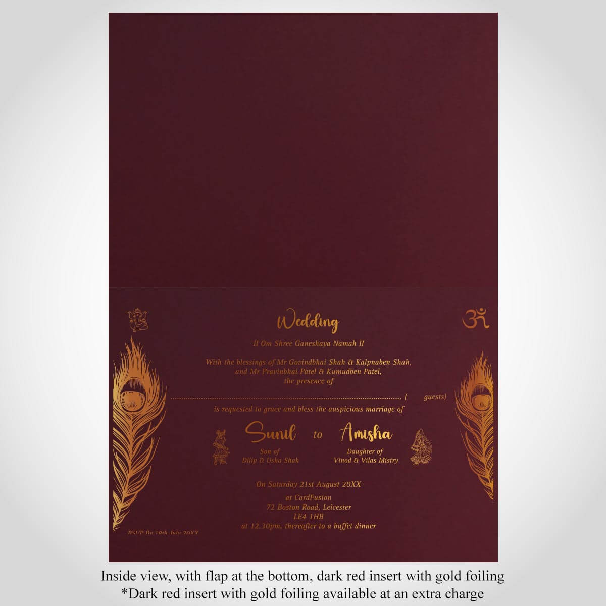 Dark Red, Gold Foiled Hindu Wedding Card – CFK333
