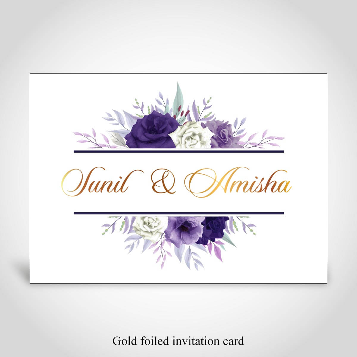 Hindu Wedding Invite, Purple Floral with Gold Foiling – CFK329