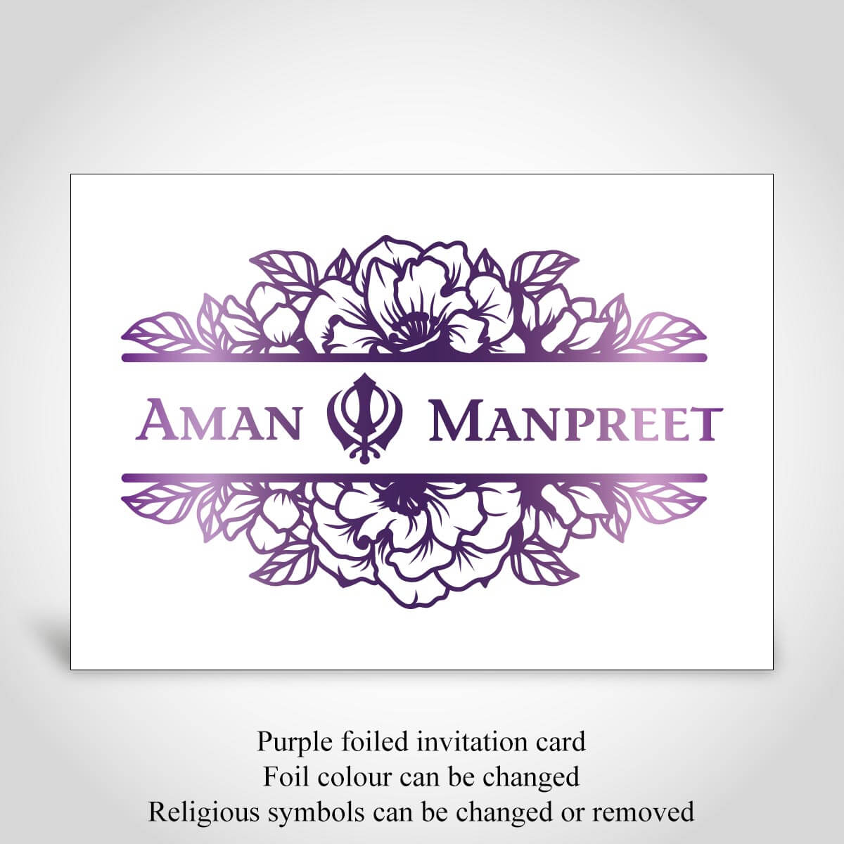 Punjabi Marriage Card, Purple Foil, Floral – CFS336
