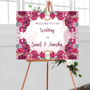 floral wedding welcome board