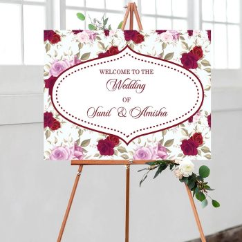 Floral wedding welcome sign
