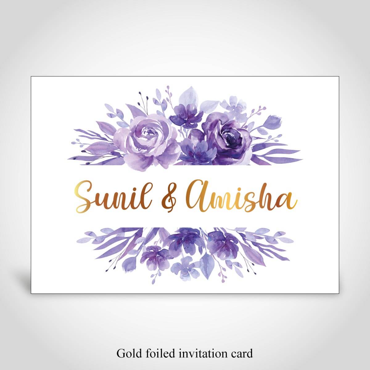 Hindu Wedding Card, Purple Floral with Gold Foiling – CFK362
