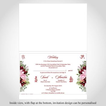 Hindu wedding card - inside view with floral borders