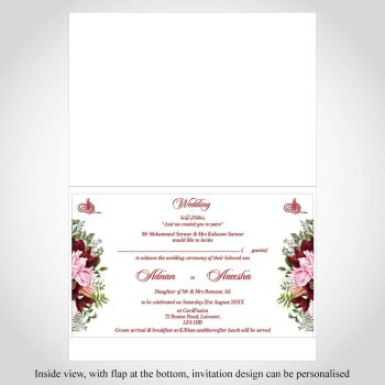 Muslim wedding card - inside view with floral borders