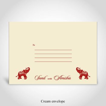 printed envelope, cream with elephants, c5 size