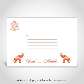 Printed envelope for a Hindu wedding invitation card