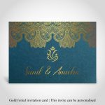 Handcrafted Hindu Wedding Card with Ganesha Motif and Floral Borders